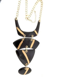 Chico’s Black Lucite Pendant Statement Necklace 6.5x21-24 - Picture 1 of 5