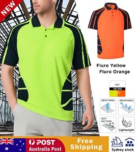 10 PACK Hi-Vis Safety T-Shirt Lapel Stripe Work Wear Construction Cooldry Shirt - Picture 1 of 23