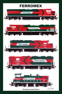 Ferromex Locomotive 12"x18" poster opaco firmato Andy Fletcher - Foto 1 di 1