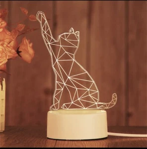 Lámpara de mesa de ilusión 3D con luz nocturna gato decoración navideña - Imagen 1 de 1