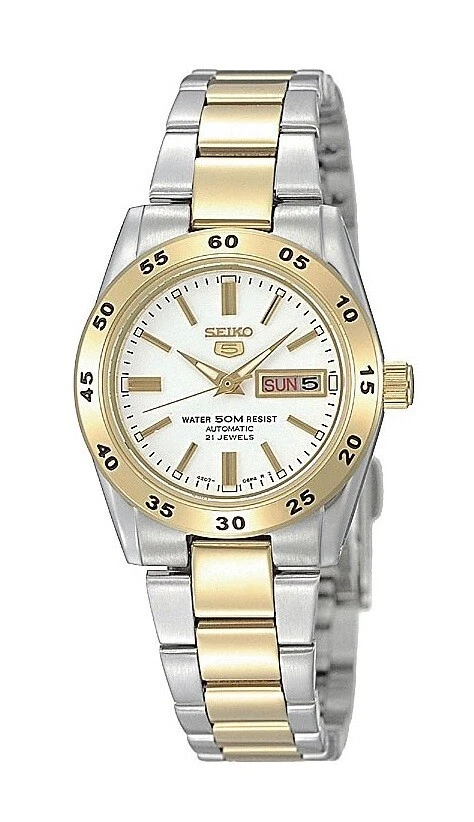 Seiko 5 Damenuhr Automatik Edelstahl Bicolor Datum 26mm SYMG42K1 - Bild 1 von 1