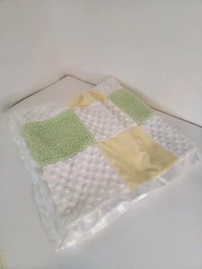 Vintage COCALO grün gelb weiß Plüsch Velours Minky Satin Baby Krippe Decke - Bild 1 von 5