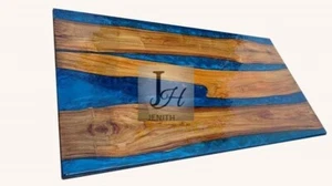 Ocean Blue Epoxy River Table ? Live Edge Walnut Wood Handmade - Picture 1 of 2