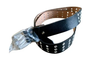 Black Three Hole Adjustable Wide Belt Women’s Size XXXL 50-52 Boho Y2K Retro - Bild 1 von 6