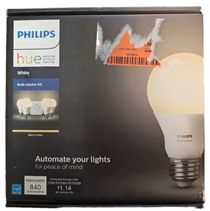 Philips Hue E26 LED Smart Bulb Starter Kit WHITE (4 Lights & Hue Bridge)  - Picture 1 of 2