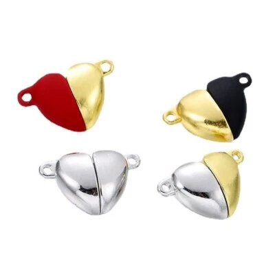 10 Sets Alloy Heart Magnetic Clasps Findings DIY Jewelry Making Crafts 16x10mm - Image 1 of 4
