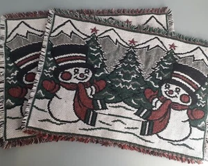 Set of 2 Snowman Placemats Winter 18x13 - Picture 1 of 3