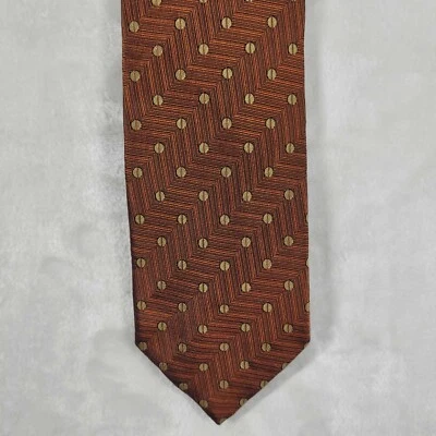 Corbata Ermenegildo Zegna Naranja 100% Seda Geométrica Punto Patrón Hecho en Italia Foto 1 de 4