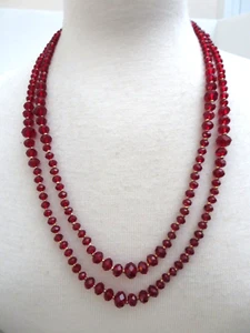 WHITE HOUSE/BLACK MARKET RUBY RED GLASS BEAD NECKLACE 24" - Picture 1 of 2
