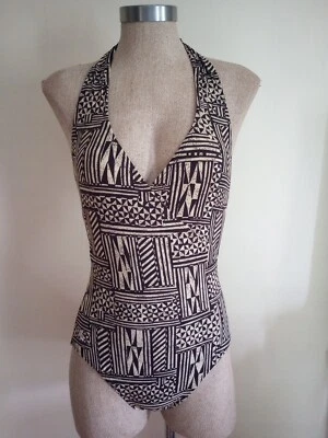 Lauren Ralph Lauren Swimsuit Womens 1 Piece Sz 10 Brown Geometric African Print - Image 1 of 4