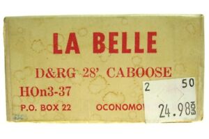 Vintage HO/HOn3 Scale La Belle D&RG Denver/Rio 28' Wood Caboose Kit Unused w/Box