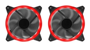 2 x CIT Red Ring 16 LED's 12cm 120mm 3/4-Pin PC Cooling Case Fans 48.7CFM - Picture 1 of 12