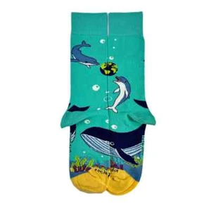 Dolphins and the Earth Women's Crew Socks Size 9-11 Sock Panda Fashion New - Picture 1 of 3