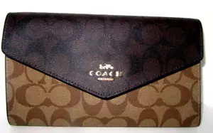 Coach C761 Travel Passport Envelope Wallet Signature Canvas Khaki Brown Multi - Picture 1 of 6