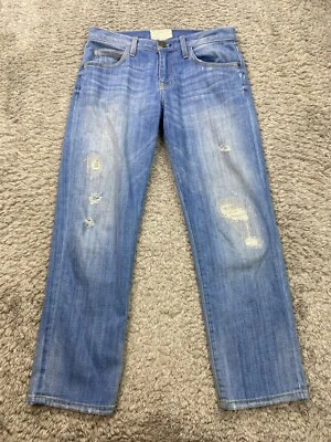 Current/Elliott Jeans Womens 23/0 The Stiletto Distressed Raw Hem Mid Rise Denim - Image 1 of 4