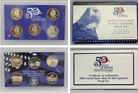 2006 Proof State Quarter Set Gem DCAM (Clad) -  (OGP) 5 coins Cover