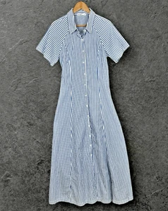 Stateside Preppy Striped Maxi Shirt Dress Sz M Coastal Chic Capsule Made in USA - Picture 1 of 6