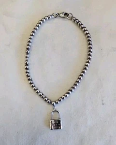Tiffany & Co 1837 Plata de Ley 925 Mini Candado Dije Pulsera con Cuentas - Imagen 1 de 4