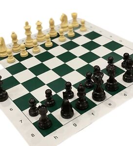 Triple Weighted Chess Set , German Knight Style, Carry Bag Large Board