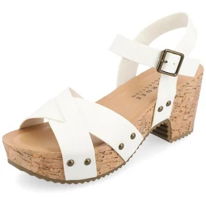 Journee Collection Women's Valentina Sandal, White, 7.5 - Picture 1 of 6