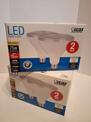 (4 Pack) Feit 75w Replacement LED PAR38 Flood Bulbs Non-Dimmable 750 Lumen 🔵 - Image 1 of 4