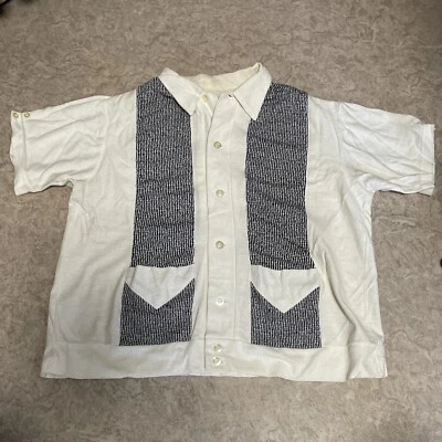 ¿Gaucho vintage años 60? Camisa Rockabilly Tejida Negra Blanca Botones Talla L EE. UU. Retro Foto 1 de 4