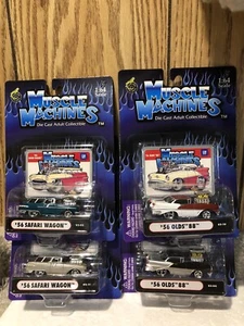 1:64 Muscle Machines Lot Of 4- ‘56 Pontiac & ‘56 Olds New In Packages - Picture 1 of 9