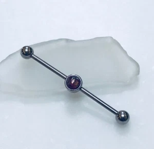 14 Gauge Purple Opal Industrial Barbell New Earring Cartilage 1.5” - Picture 1 of 1