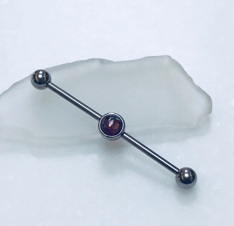 "Barbell industrial ópalo púrpura calibre 14 nuevo pendiente cartílago 1,5""" Foto 1 de 1