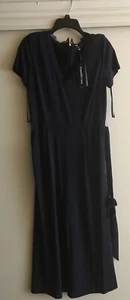 KARL LAGERFELD Women Short Sleeve Belted Jumpsuit, Size 10, Dark Blue NEW+TAGS ! - Picture 1 of 5