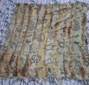 Vintage Famingo's Funky Southwestern Animal Theme Scarf Shawl Fringed Wrap Rayon - Picture 1 of 15
