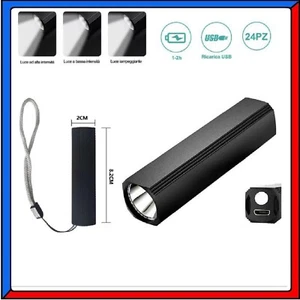 Mini Torcia Tattica con Luce a Led Ricaricabile USB Portatile Tascabile Potente - Foto 1 di 8