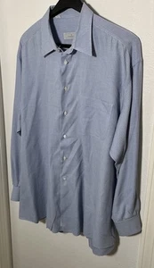 Ermenegildo Zegna Mens Blue Plaid Superfine Cotton Luxury Dress Shirt Size 18-35 - Picture 1 of 6