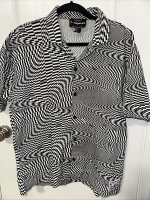 Camisa Forever 21 Airwalk Para Hombres L Hipnotizada Manga Corta Botón Frontal RETRO Y2K Foto 1 de 4