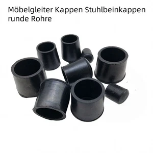 Kappen Stuhlbeinkappen runde Rohre Rundrohre Kunststoff Schwarz Möbelgleiter - Picture 1 of 14