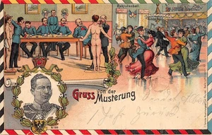 AK MILITÄR DEUTSCH KAISER GRUSS VON DER MUSTERUNG ARMEE MEDIZIN TANZ - Bild 1 von 2