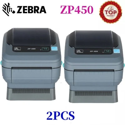 2PCS Zebra ZP450 203 DPI Label Thermal Bar Code Printer USB Serial Connectivity - Image 1 of 4