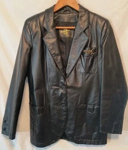 Abrigo Chaqueta Vintage Etienne Aigner 100% Cuero Genuino Talla 8 Negro Hong Kong   - Imagen 1 de 18