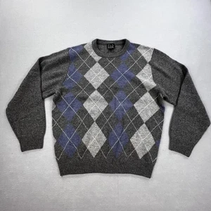 Jos A Bank Pullover Herren Large grau blau Argyle Lammwollmischung Rundhalsausschnitt - Bild 1 von 13