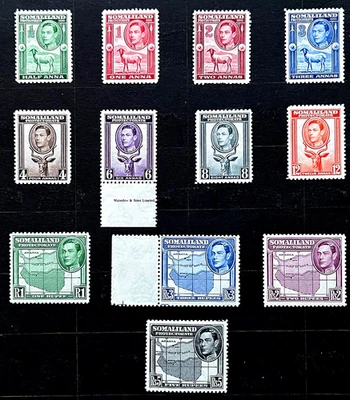 PROTECTORADO SOMALILANDIA KGV1 1938 SG 93-104 LIGERAMENTE MONTADO COMO NUEVO, CAT VAL £180 Foto 1 de 2