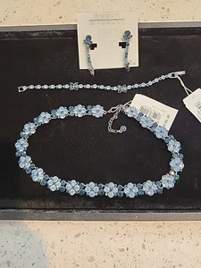 Bijoux Givenchy Jewlery Set Necklace Bracelet Earrings Blue Stones - Picture 1 of 19