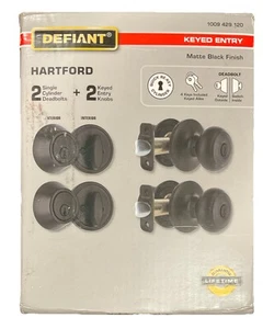 Defiant Hartford Matte Black Single Cylinder Keyed Entry Project Pack - Picture 1 of 6
