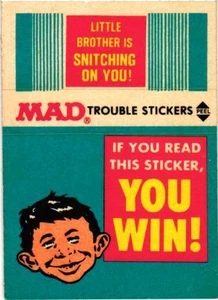 1983 Fleer Mad Trouble Sticker - Little Brother Is Snitching On You! - Picture 1 of 2