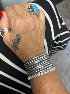 James Avery Sterling Silver 925 Beaded Cuff Bracelet (24.9g)(med) - Picture 1 of 4