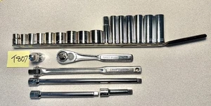 Craftsman USA 22-Pc 3/8" Drive 6-Pt  SAE Shallow/Deep Socket Set & Accessories - Picture 1 of 18