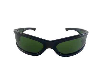 VINTAGE MIDCENTURY MASK WRAP AROUND BLACK FRAME ITALY MADE SUNGLASSES - Image 1 of 4