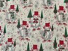 VTG CHRISTMAS WRAPPING PAPER GIFT WRAP SNOWMAN TREES SILVER STARBURST NOS