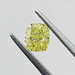 Natural Loose Diamond 1.04 Ct Cushion Cut Fancy Intense Yellow I1 GIA Certified - Picture 1 of 10