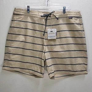Pantalones Cortos de Caminar Híbridos Patagonia Para Hombres 40 Cremallera Mosca Beige Rayas NUEVO Wavefarer $69 - Imagen 1 de 8