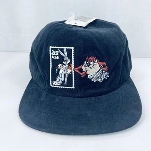Vintage Looney Tunes Hat Cap Made USA Stamp Collection Bugs Bunny Taz Y2K READ - Picture 1 of 13